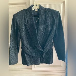 Suede black 2 piece suit size 8 petite